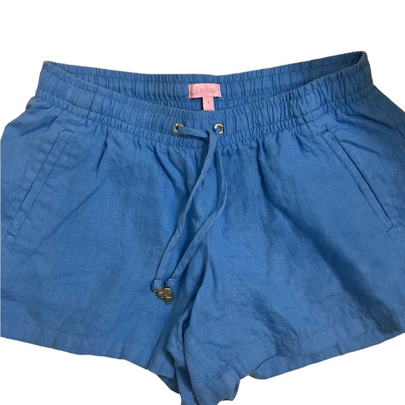 Lilly Pulitzer Baybreeze Linen Shorts Beckon Blue Size Small - Picture 4 of 8